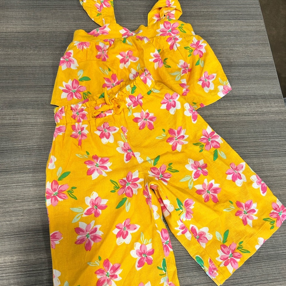 Old Navy Yellow Floral Kids Jumpsuit